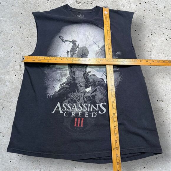 Assassin’s Creed III 2012 Promo Sleeveless Cutoff T-Shirt Black XL Ubisoft Gamer - Picture 10 of 10